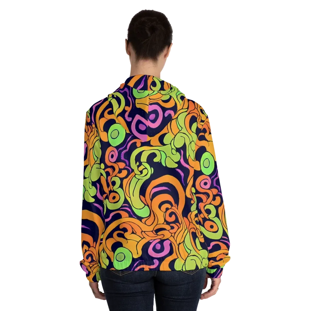 Acid Spiral on Women's Full-Zip Hoodie — Back On Person
