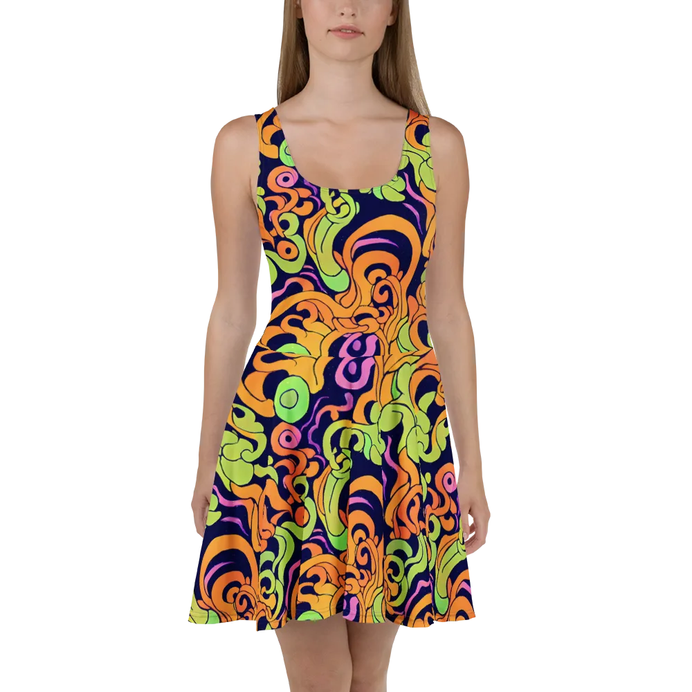 Acid Spiral on Skater Dress — Front