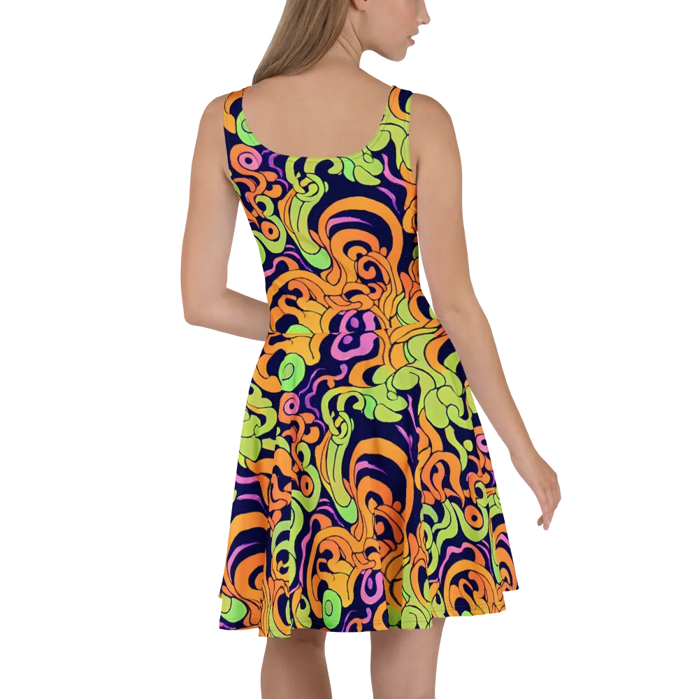 Acid Spiral on Skater Dress — Back