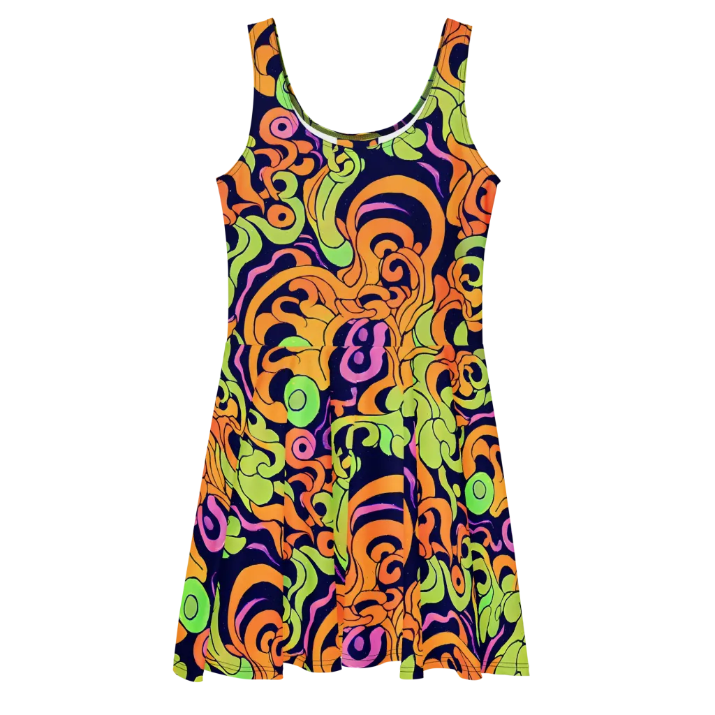 Acid Spiral on Skater Dress — Front