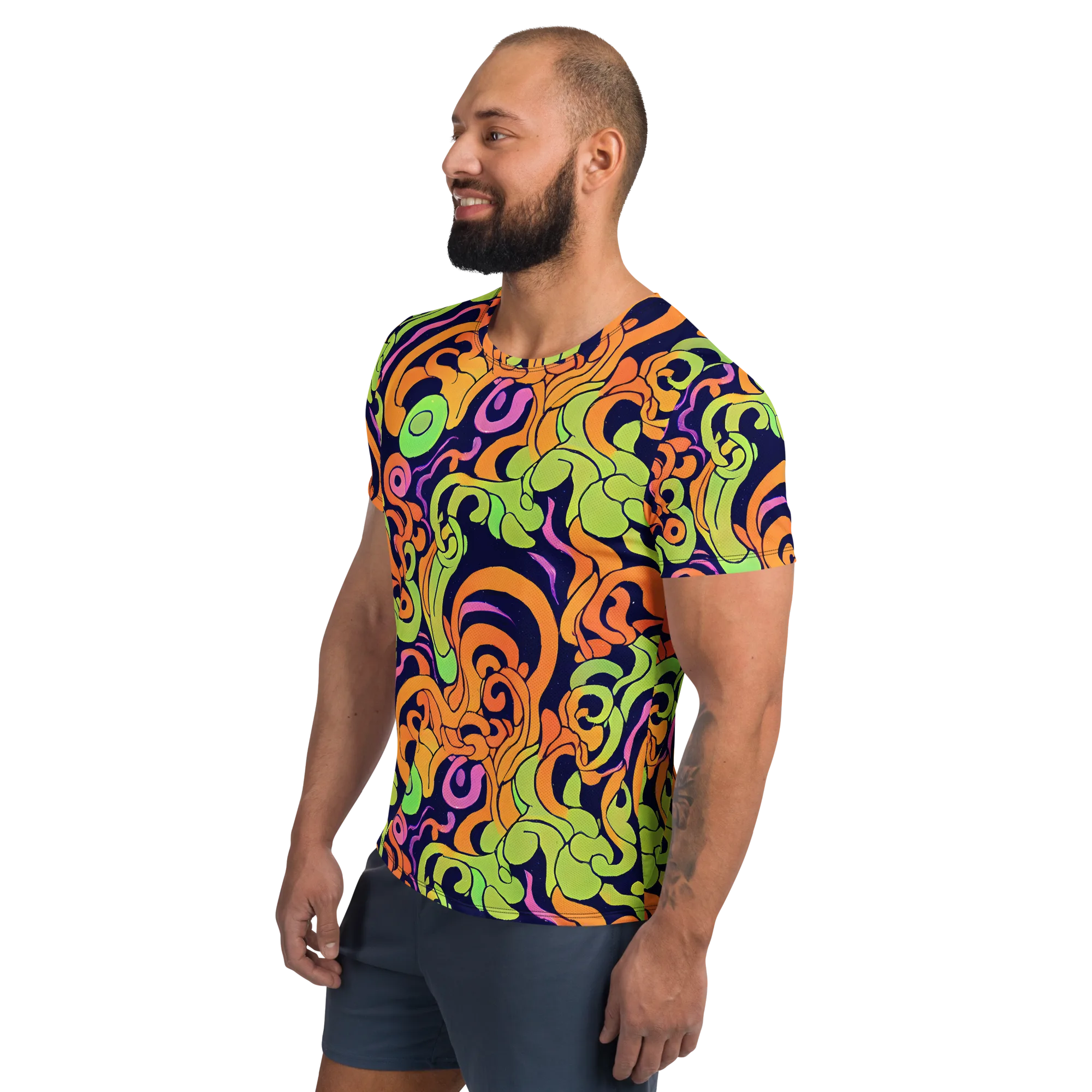 Acid Spiral on Men's Athletic T-Shirt — Left