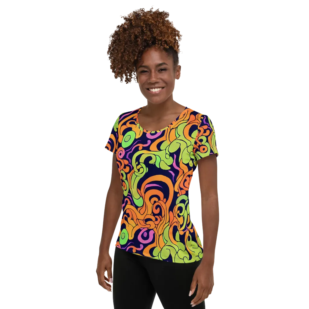 Acid Spiral on Women's Athletic T-Shirt — Left