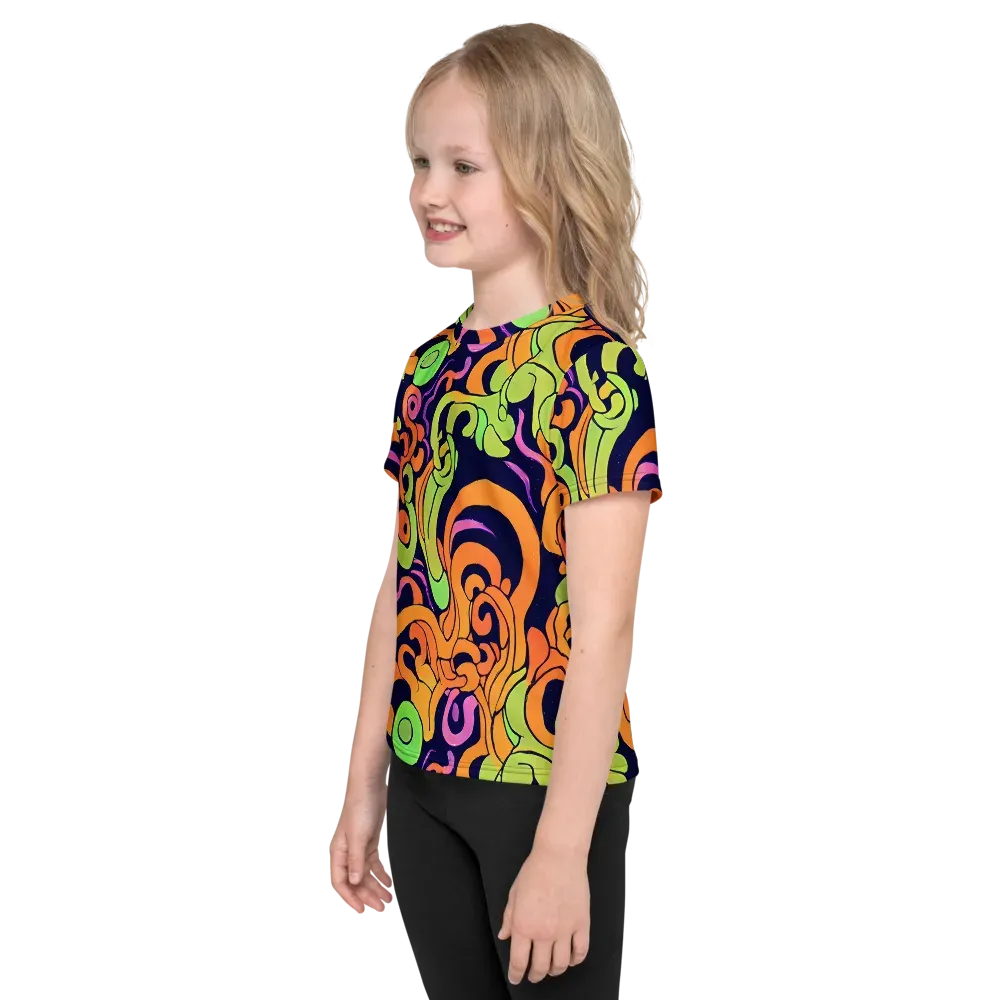 Acid Spiral on Kids Crew Neck T-Shirt — Left