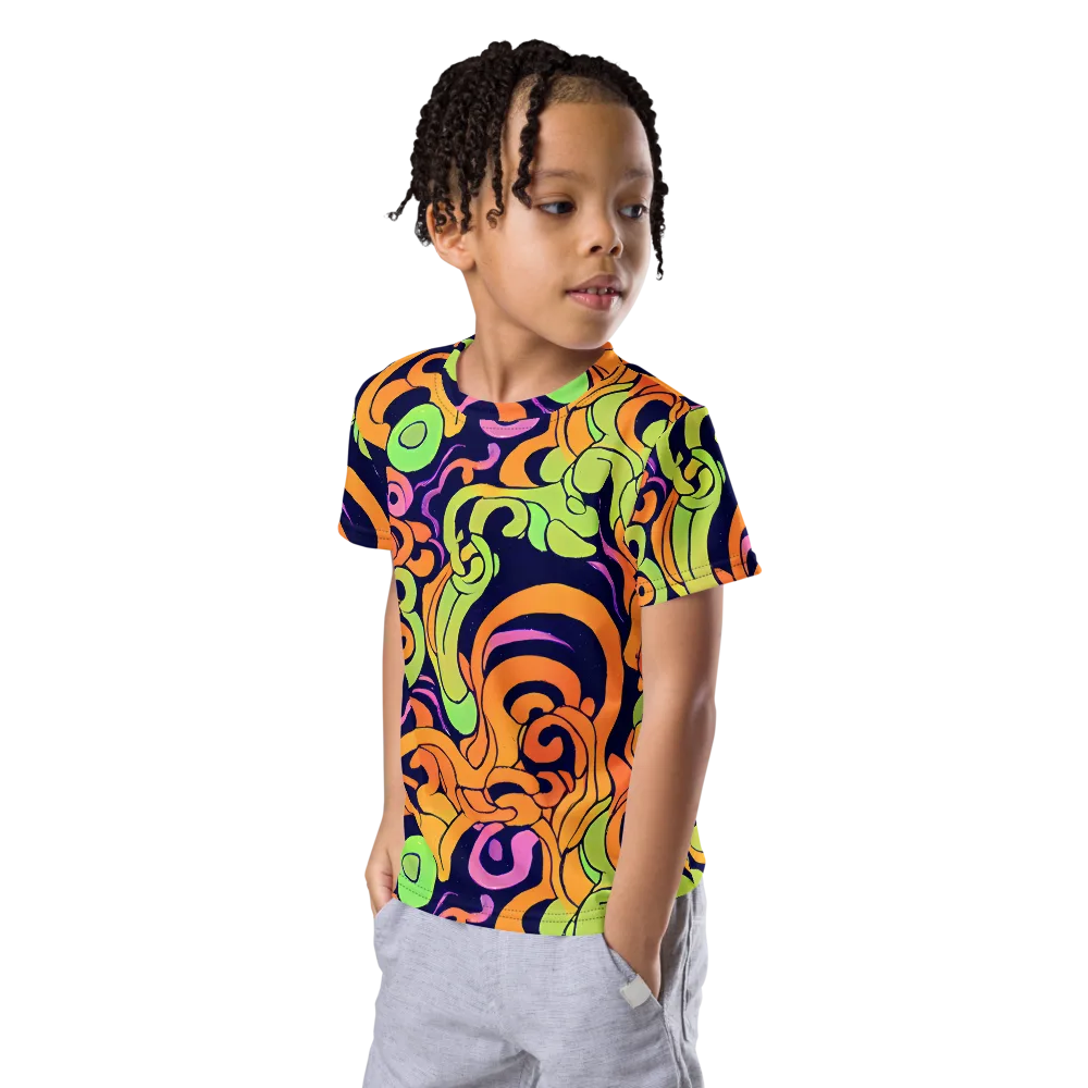 Acid Spiral on Kids Crew Neck T-Shirt — Left Front