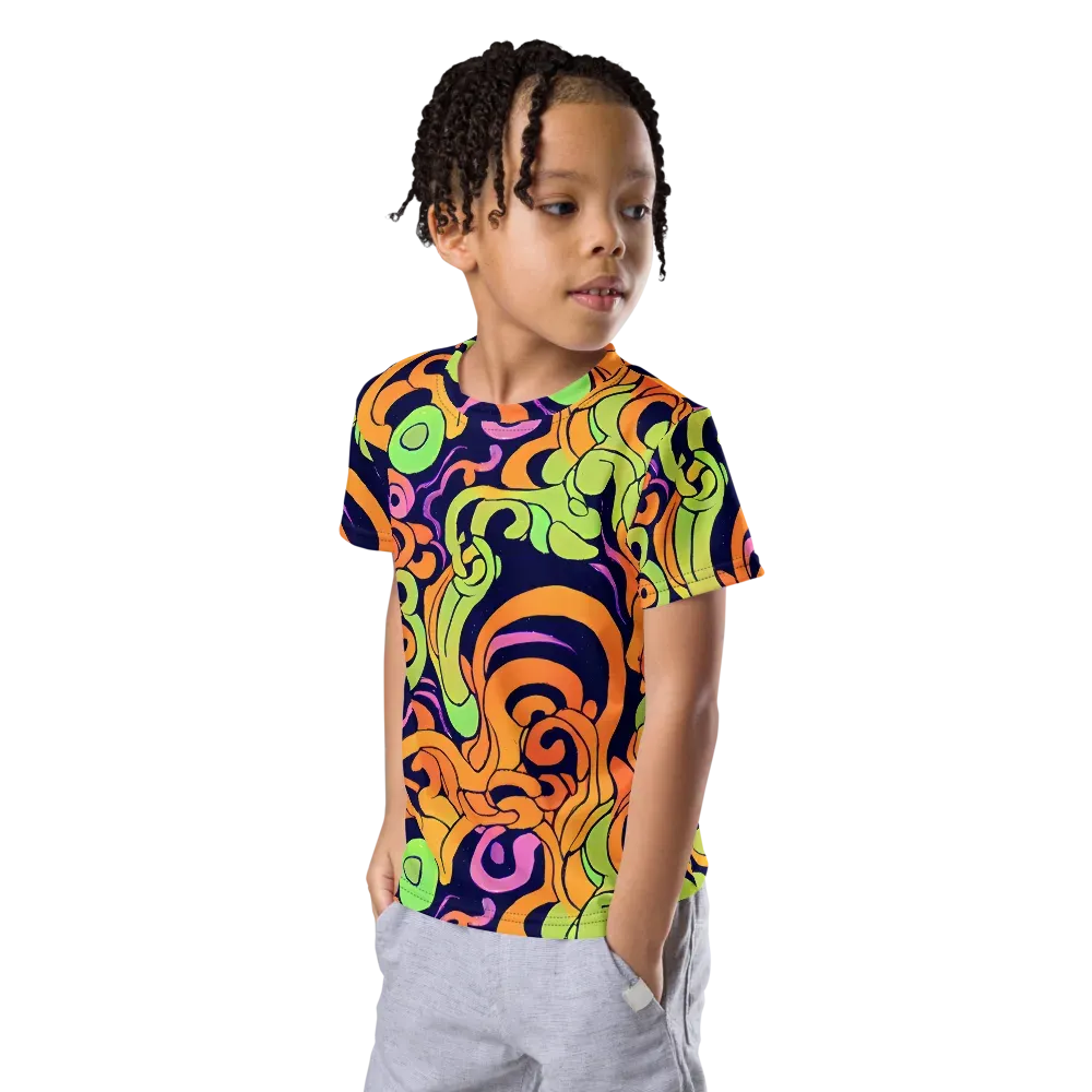 Acid Spiral on Kids Crew Neck T-Shirt — Left Front