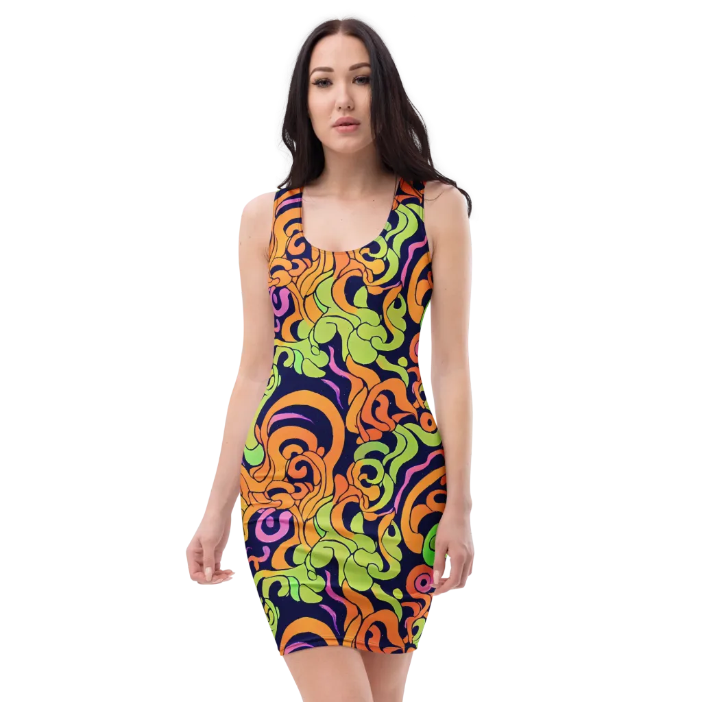Acid Spiral on Bodycon Dress — Front