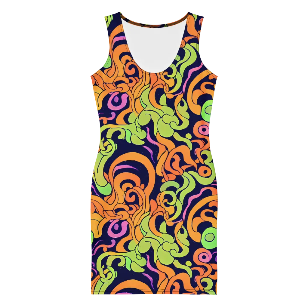 Acid Spiral on Bodycon Dress — Front