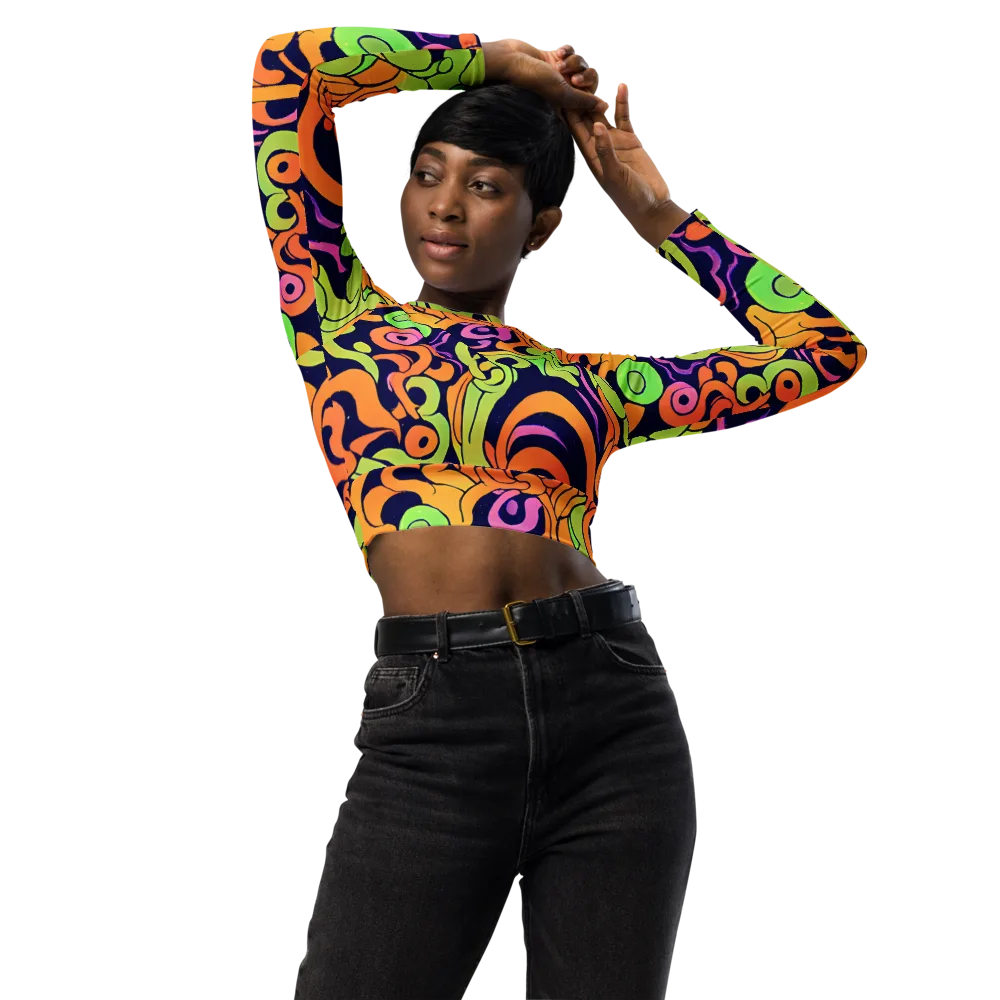 Acid Spiral on Long Sleeve Crop Top — Front