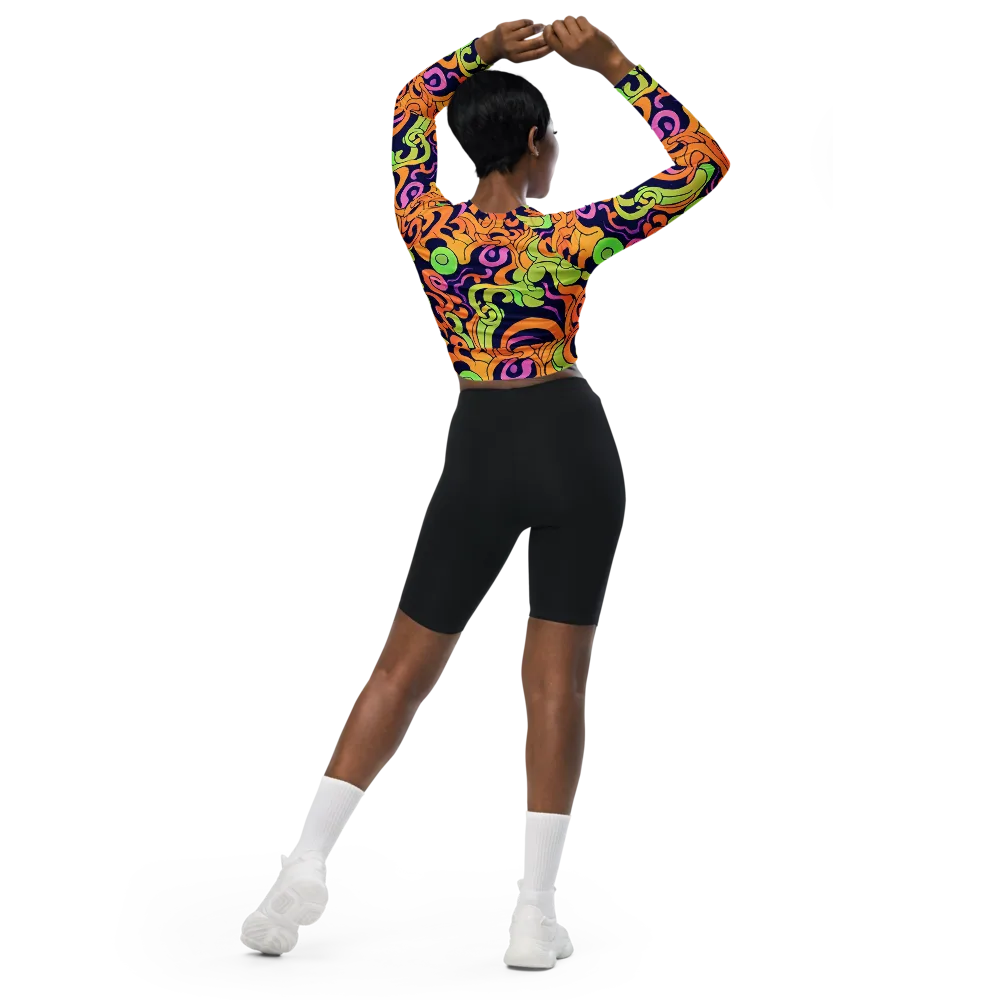 Acid Spiral on Long Sleeve Crop Top — Back