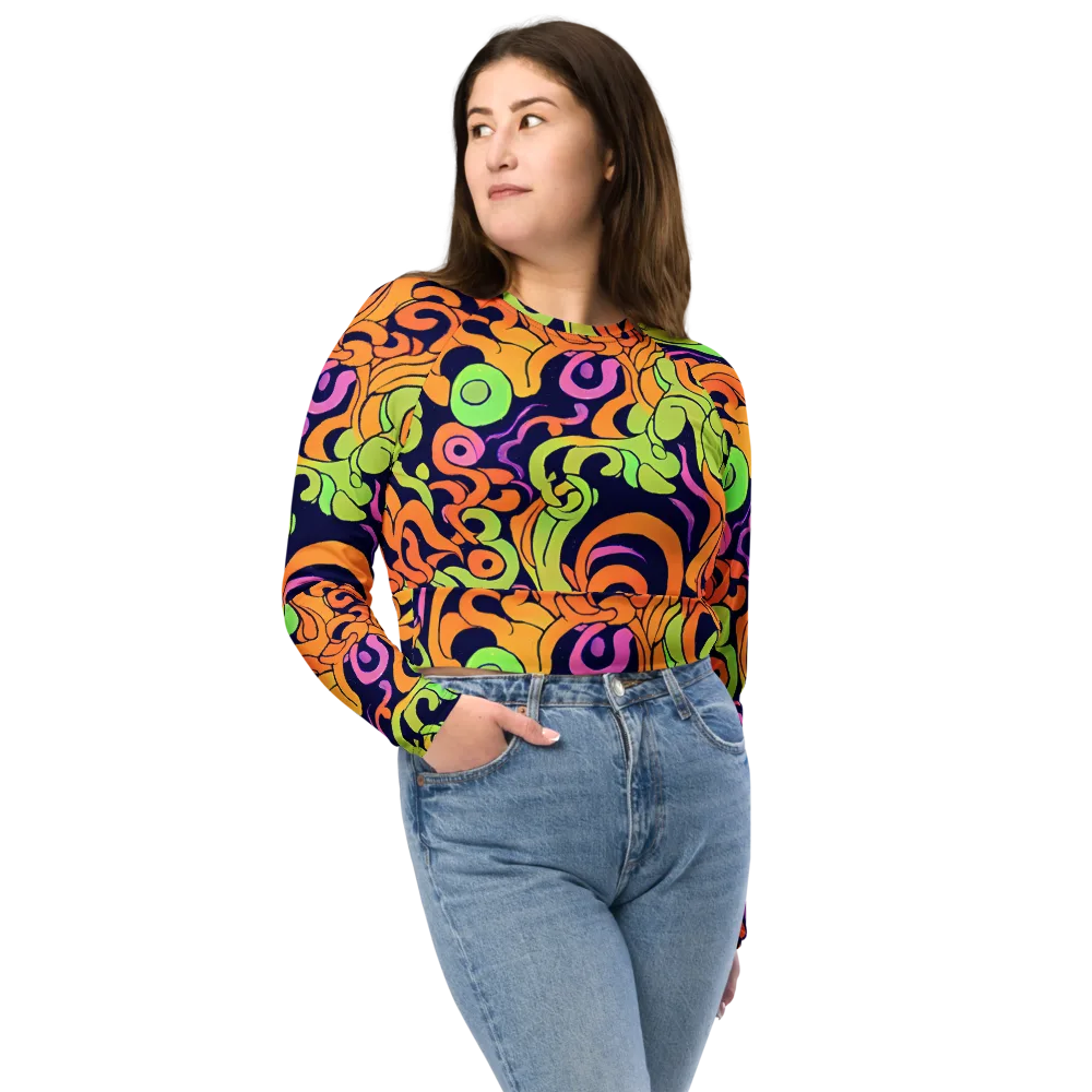Acid Spiral on Long Sleeve Crop Top — Front