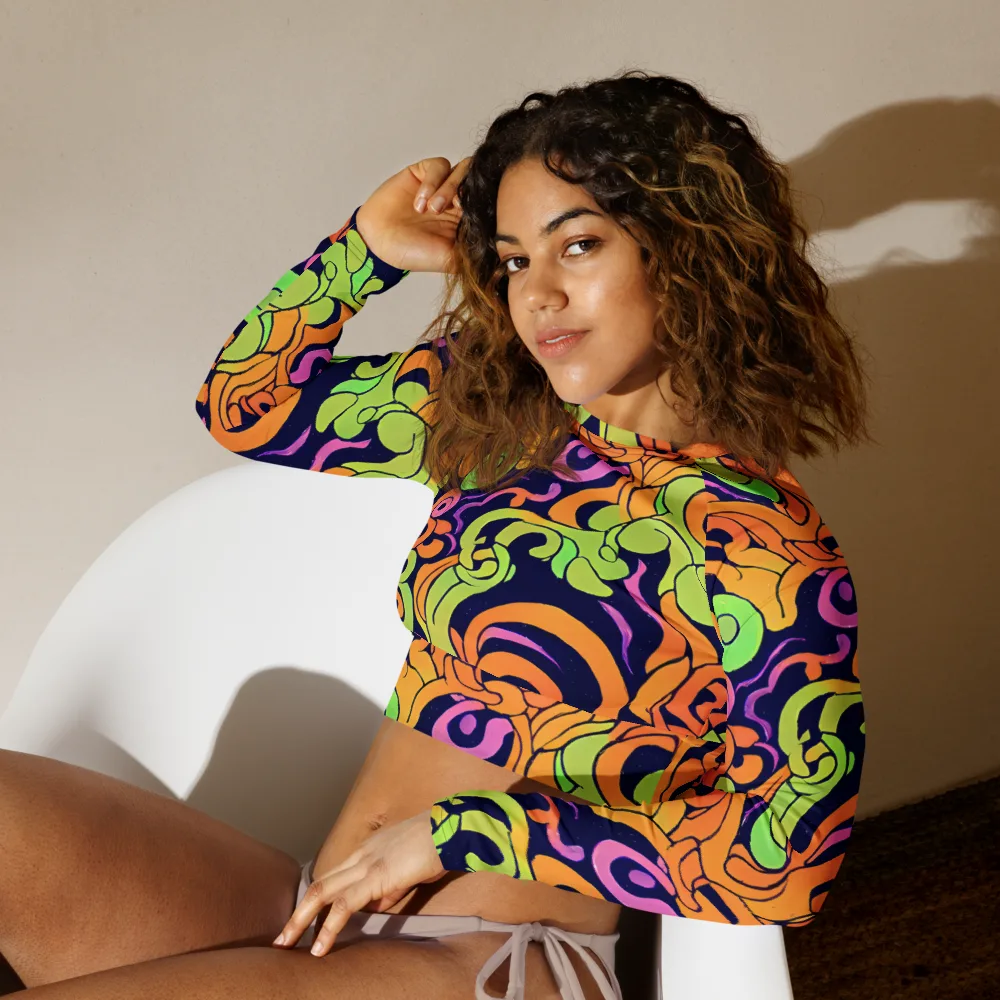 Acid Spiral on Long Sleeve Crop Top — Left Front