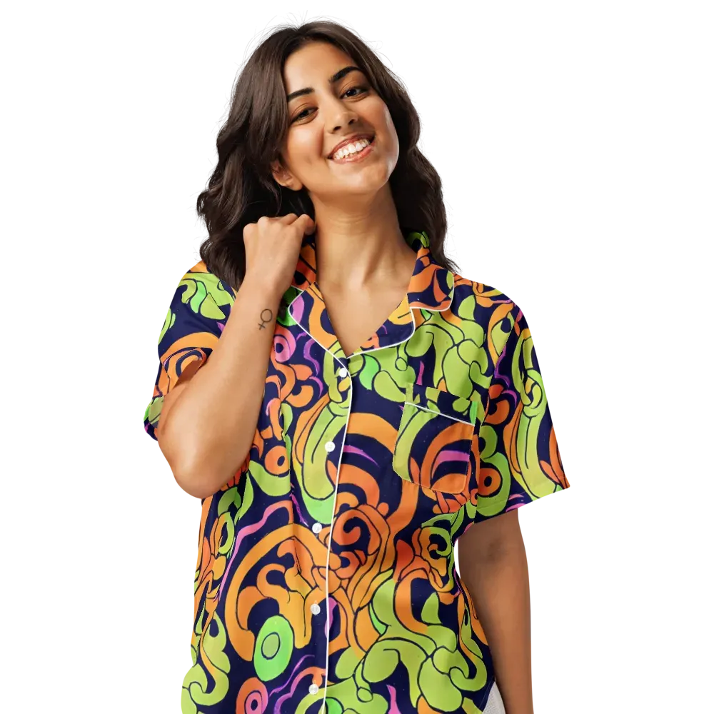 Acid Spiral on Women's Short Sleeve Pajama Top — Front