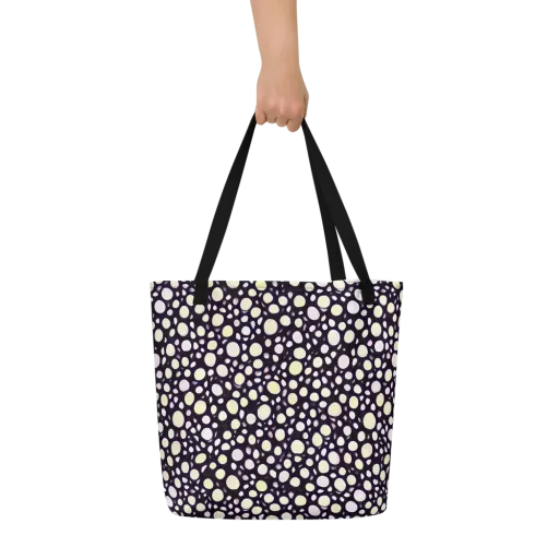 Midnight Pebble on a Large Tote Bag W/ Pocket