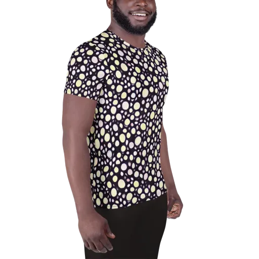 Midnight Pebble on a Men's Athletic T-Shirt