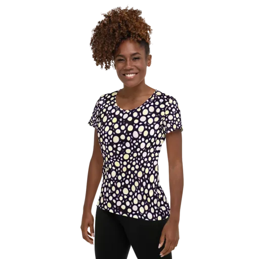 Midnight Pebble on a Women's Athletic T-Shirt