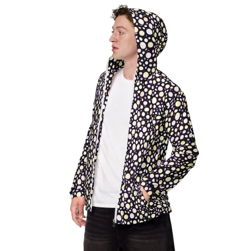 Midnight Pebble on a Men's Windbreaker