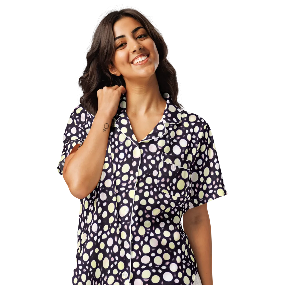 Midnight Pebble on Women's Short Sleeve Pajama Top — Front