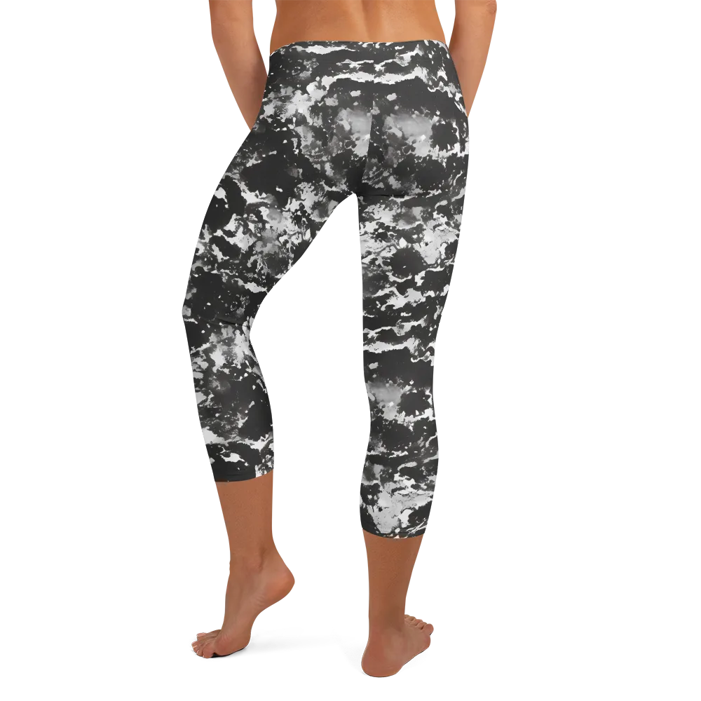Monochrome Rift on Capri Leggings — Back