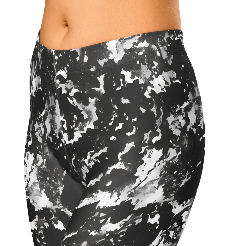 Monochrome Rift on Capri Leggings — Zoomed-in