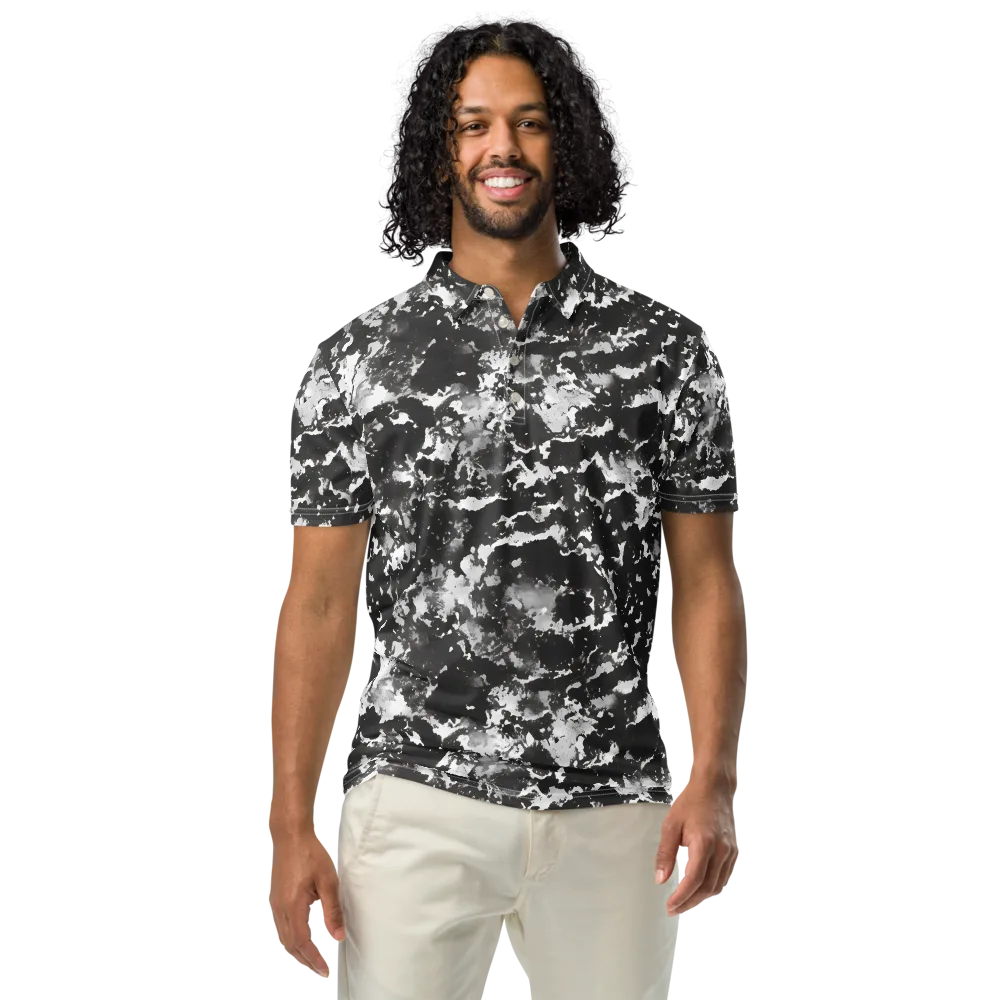 Monochrome Rift on Men's Slim Fit Polo Shirt — Front