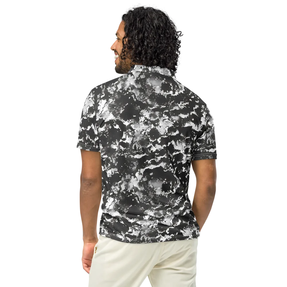 Monochrome Rift on Men's Slim Fit Polo Shirt — Back