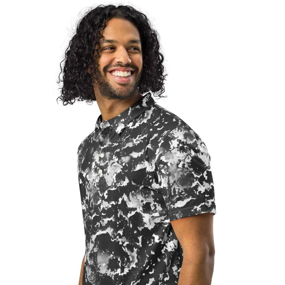 Monochrome Rift on Men's Slim Fit Polo Shirt — Left Front