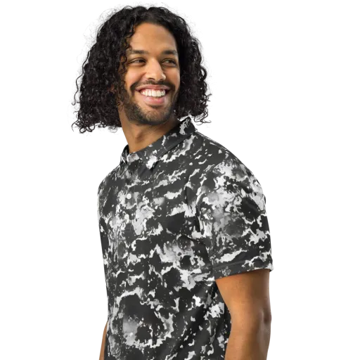 Monochrome Rift on a Men's Slim Fit Polo Shirt