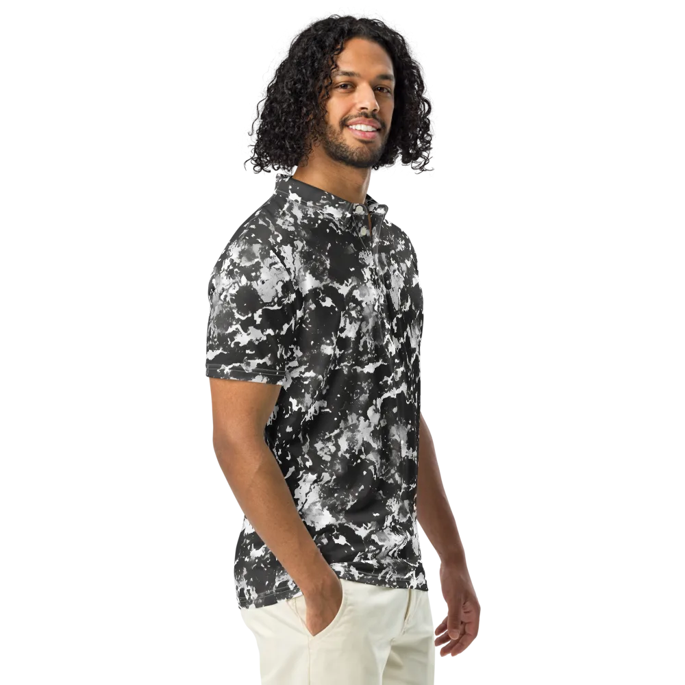 Monochrome Rift on Men's Slim Fit Polo Shirt — Right Front