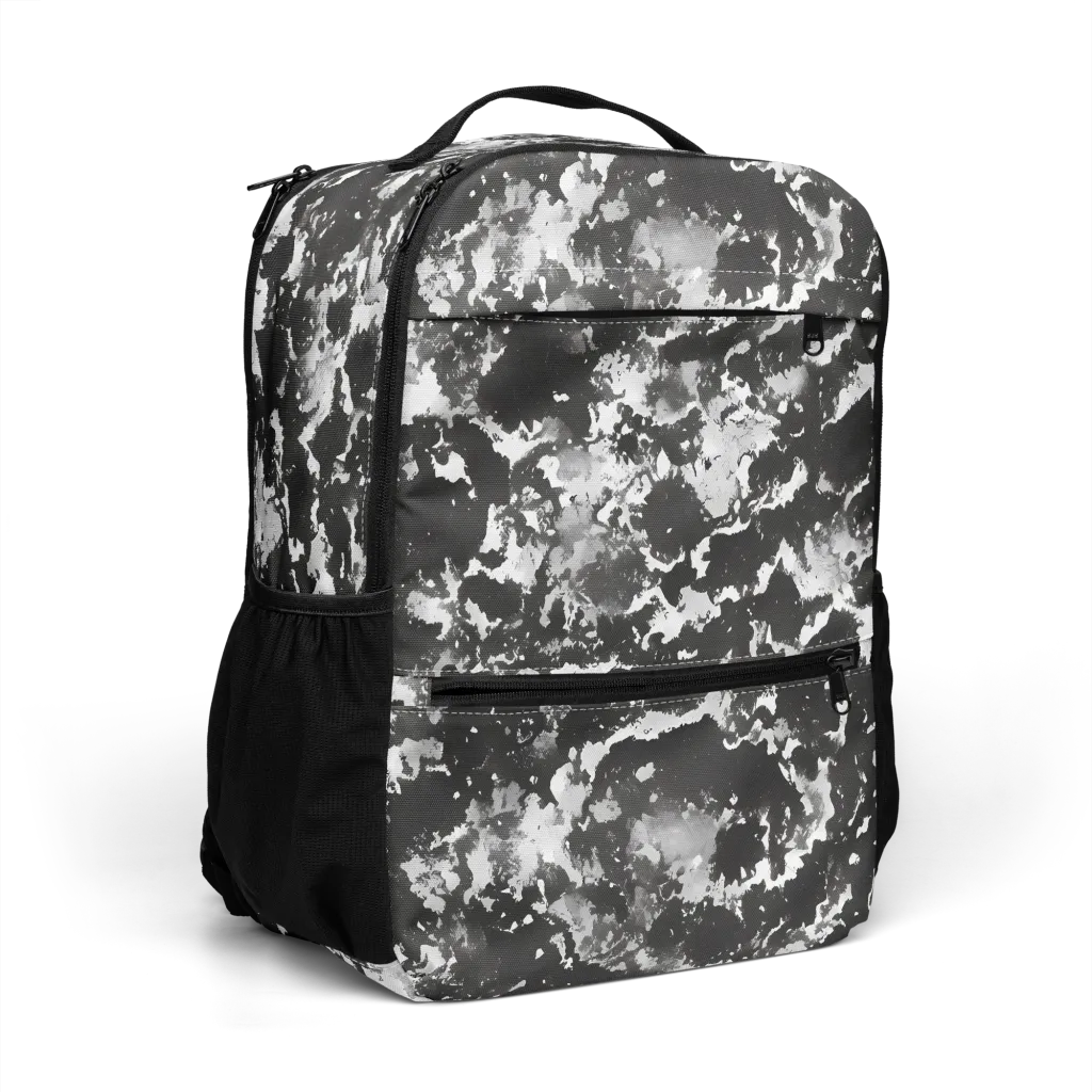 Monochrome Rift on Utility Backpack — Right Front