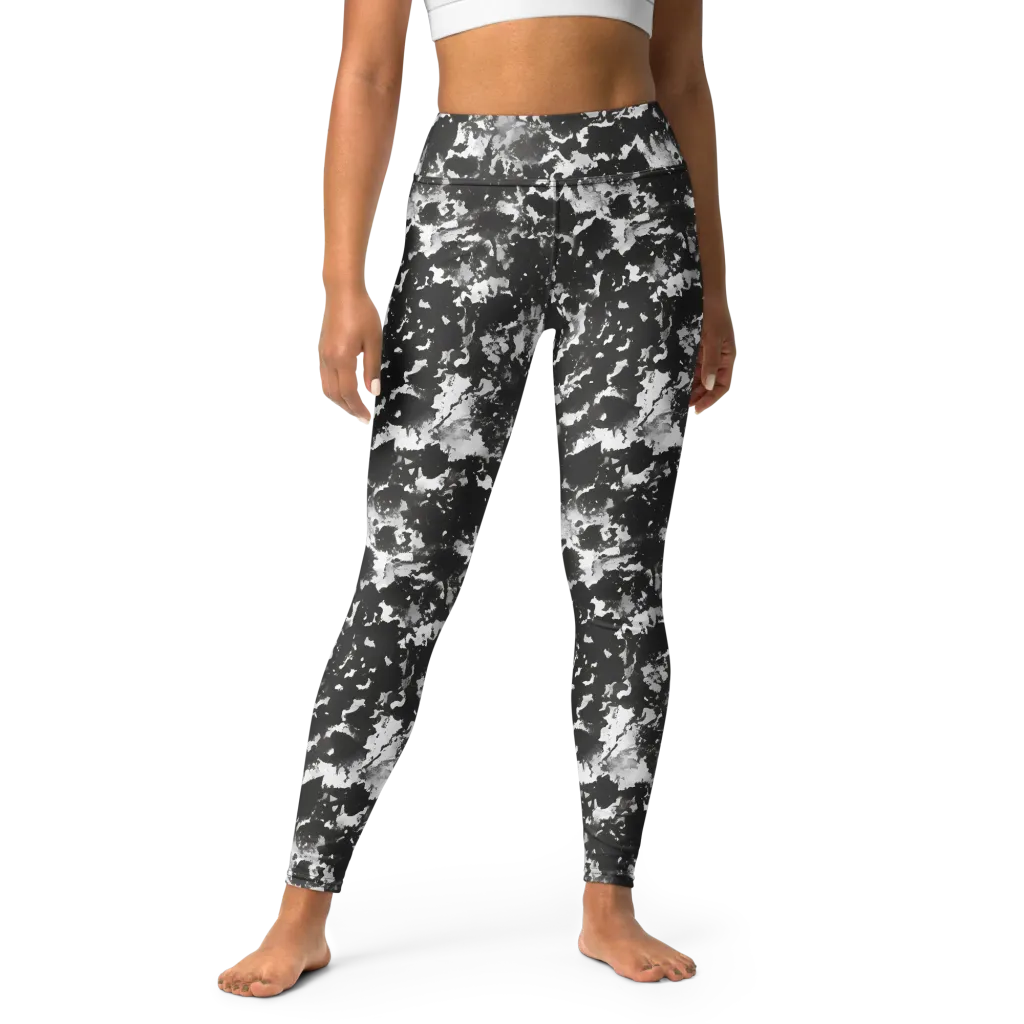 Monochrome Rift on Yoga Leggings — Front