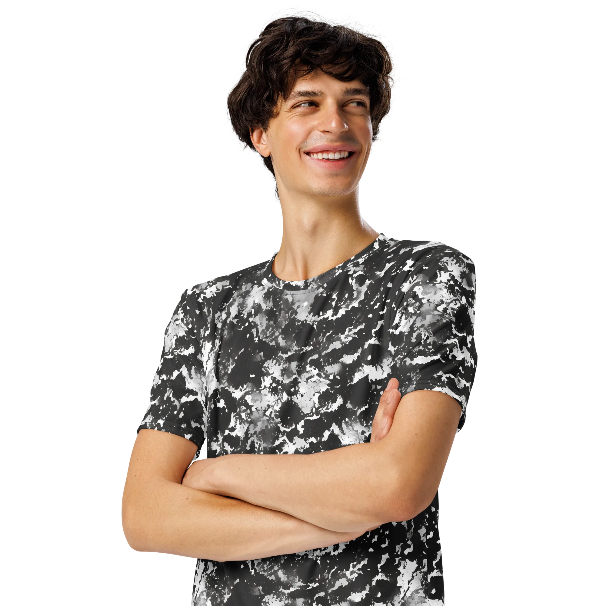 Monochrome Rift on Men's Crew Neck T-Shirt — Left Front