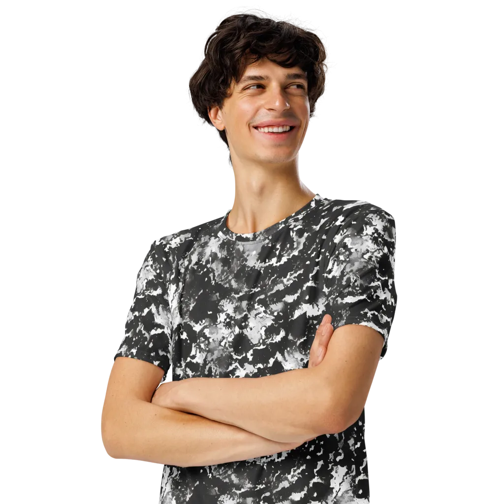 Monochrome Rift on Men's Crew Neck T-Shirt — Left Front