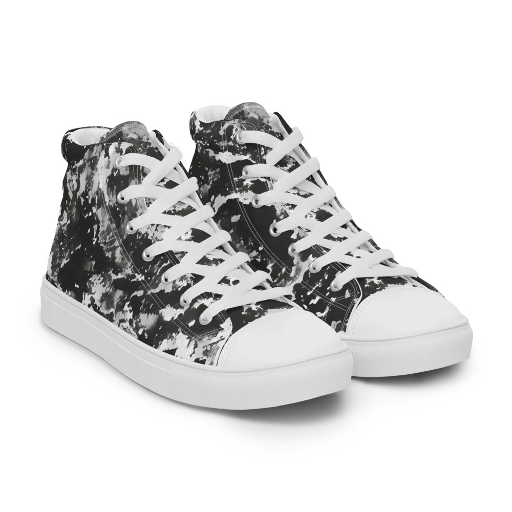 Monochrome Rift on Men's High Top Canvas Shoes — Right Front