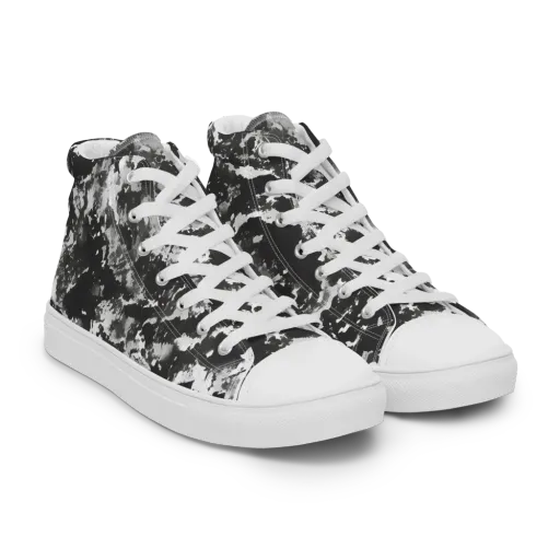 Monochrome Rift on a Men's High Top Canvas Shoes