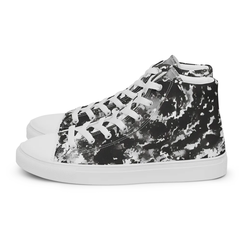Monochrome Rift on Men's High Top Canvas Shoes — Left