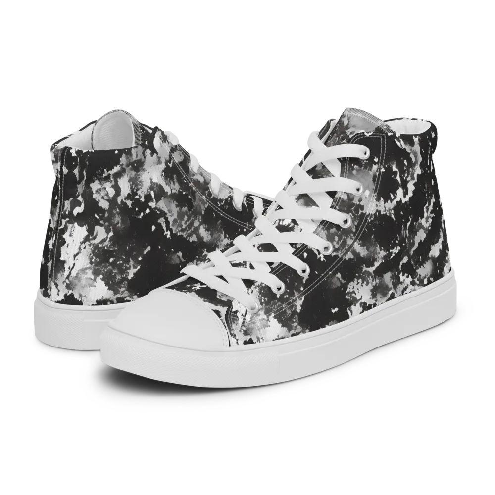 Monochrome Rift on Men's High Top Canvas Shoes — Left