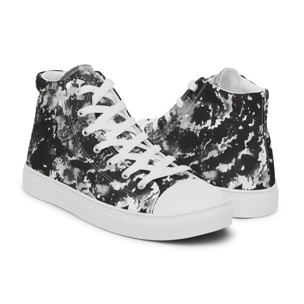 Monochrome Rift on Men's High Top Canvas Shoes — Right