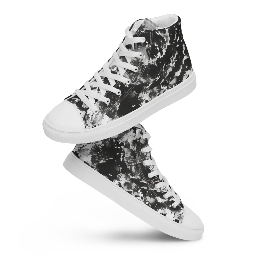 Monochrome Rift on Men's High Top Canvas Shoes — Front