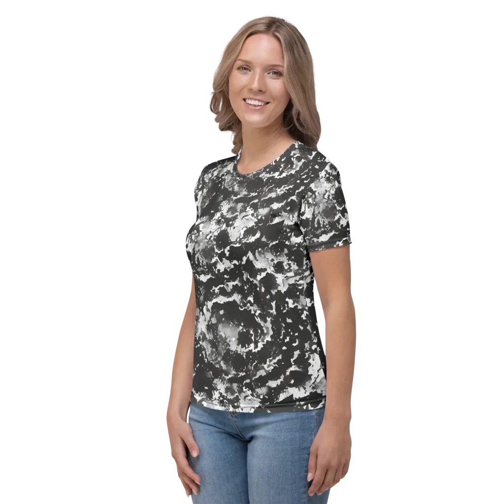Monochrome Rift on Women's Crew Neck T-Shirt — Left