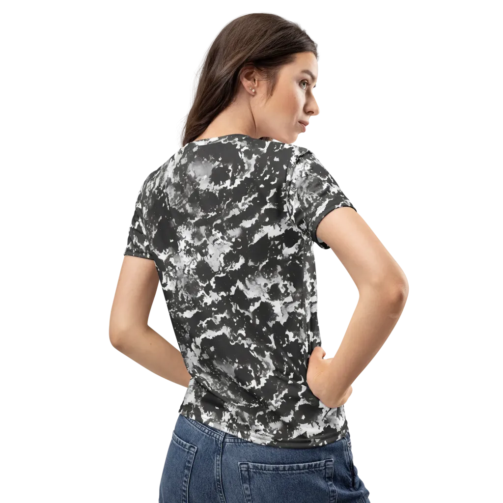 Monochrome Rift on Women's Crew Neck T-Shirt — Back