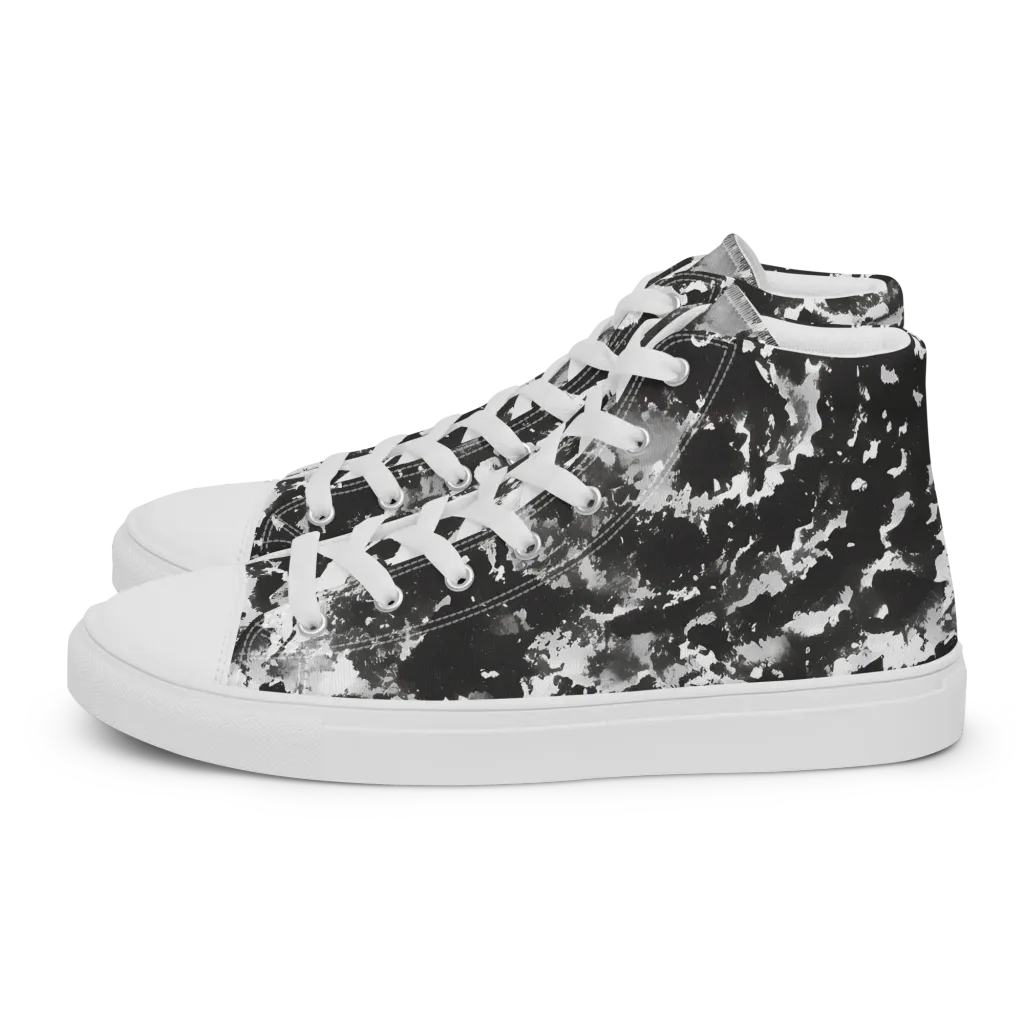 Monochrome Rift on Women's High Top Canvas Shoes — Left