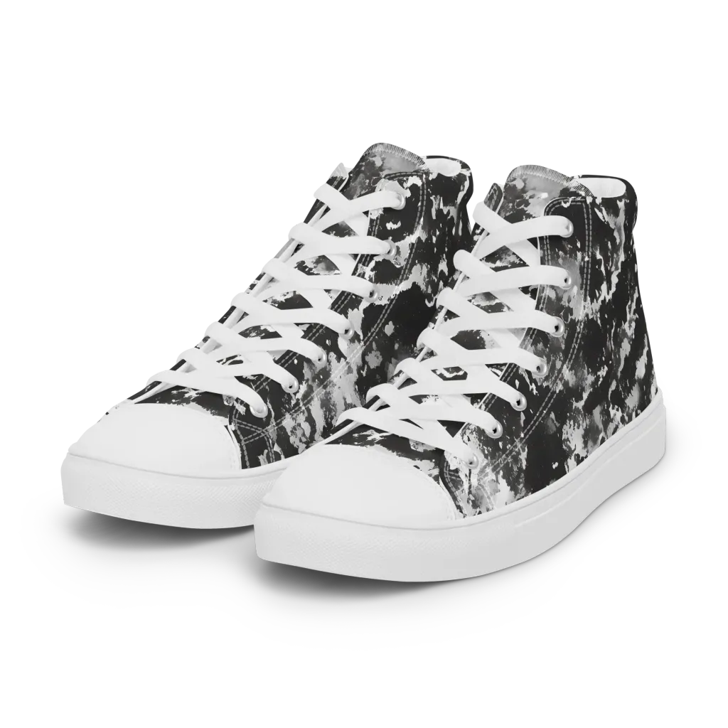 Monochrome Rift on Women's High Top Canvas Shoes — Left Front