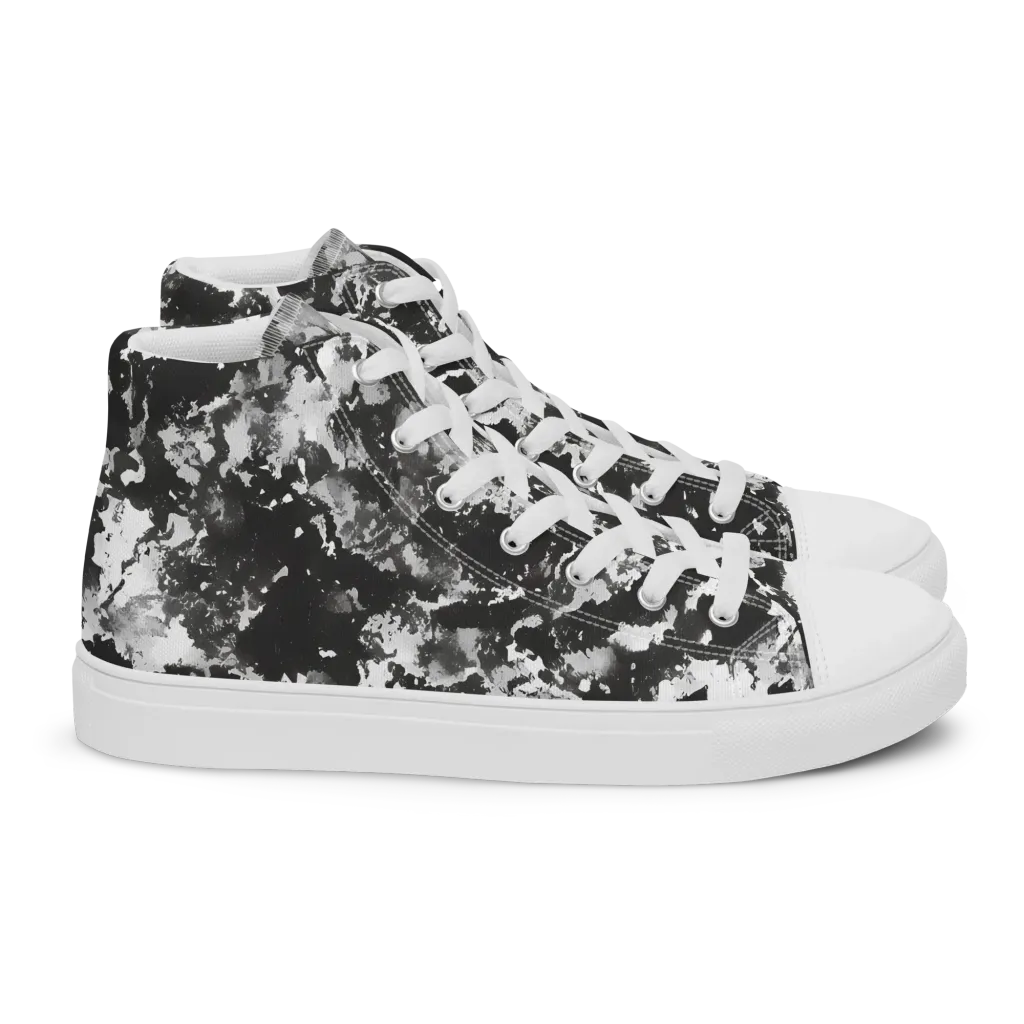 Monochrome Rift on Women's High Top Canvas Shoes — Right