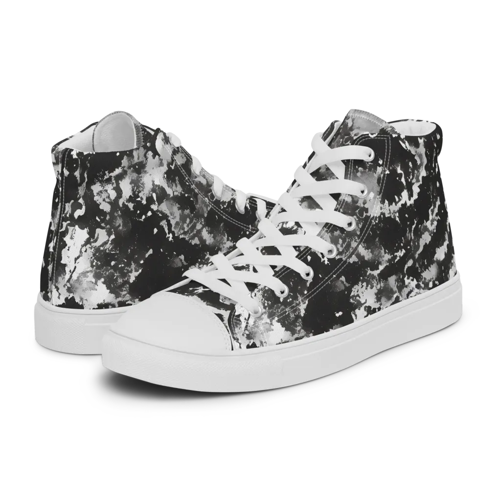 Monochrome Rift on Women's High Top Canvas Shoes — Left