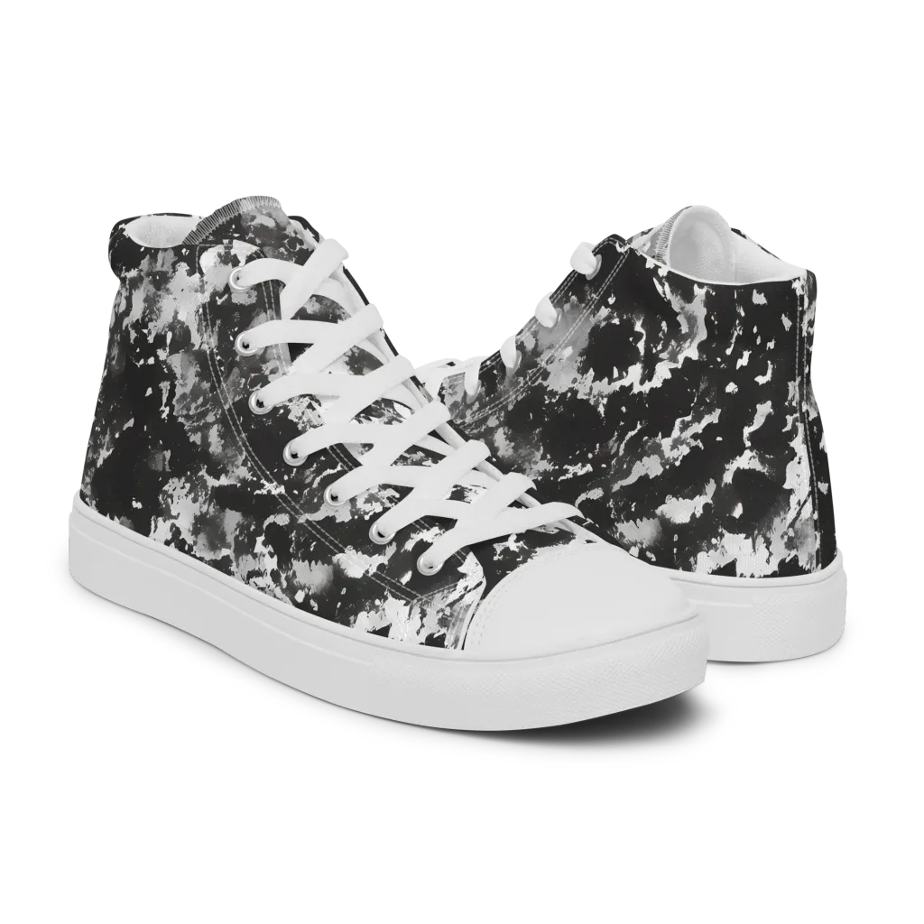 Monochrome Rift on Women's High Top Canvas Shoes — Right