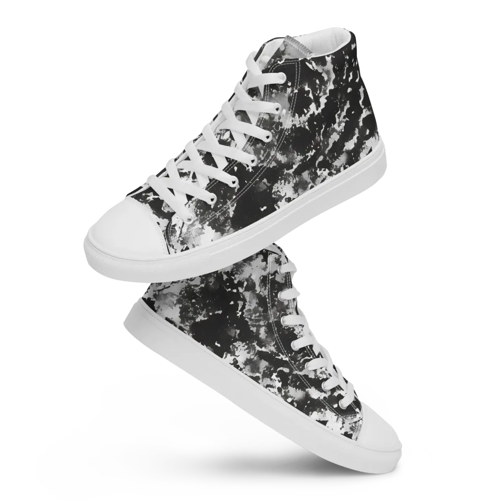 Monochrome Rift on Women's High Top Canvas Shoes — Front