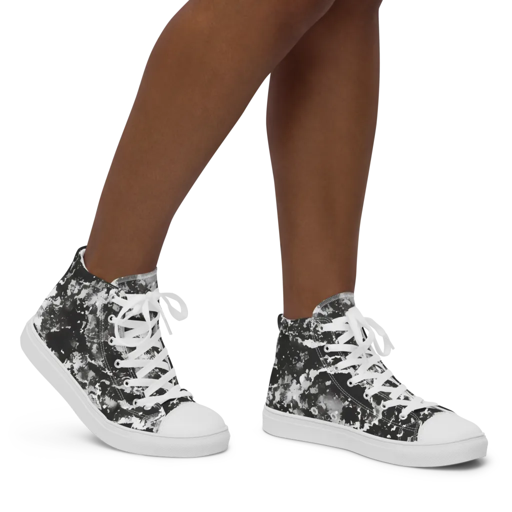 Monochrome Rift on Women's High Top Canvas Shoes — Right