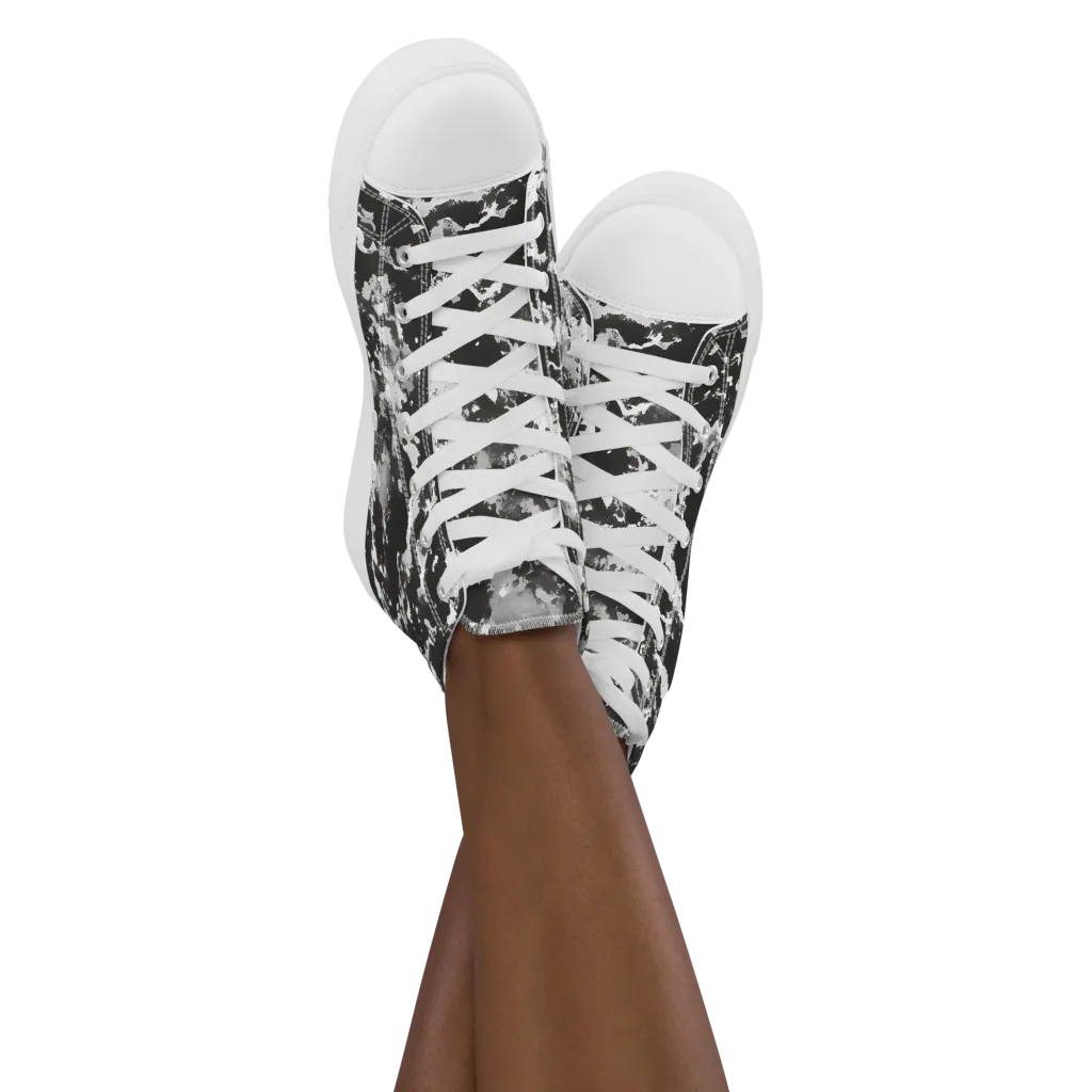 Monochrome Rift on Women's High Top Canvas Shoes — Front