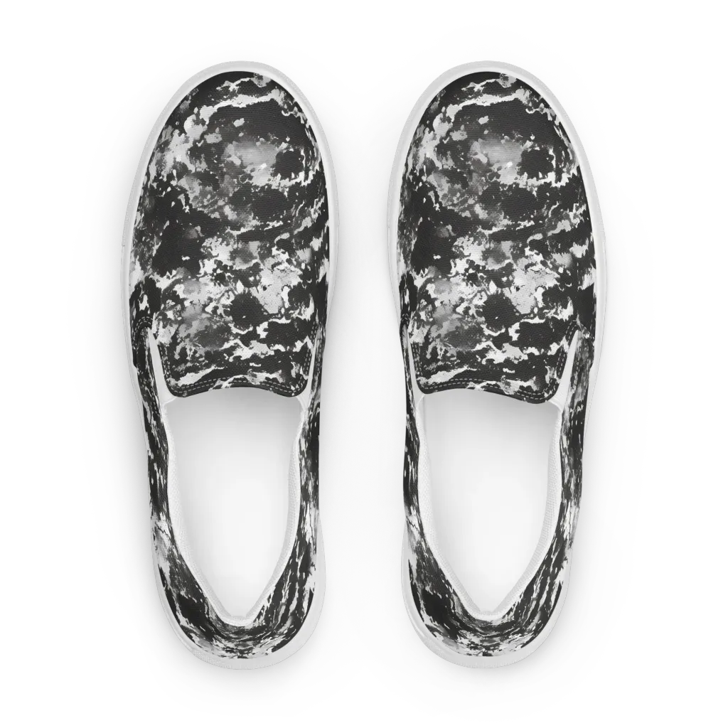 Monochrome Rift on Men's Slip-On Canvas Shoes — Front