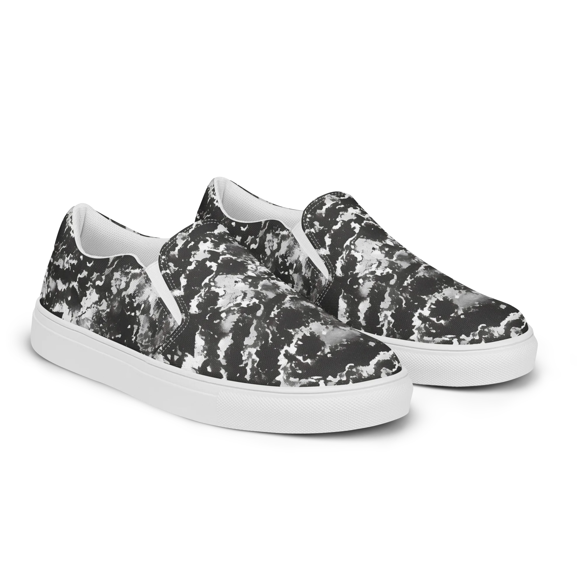 Monochrome Rift on Men's Slip-On Canvas Shoes — Right Front